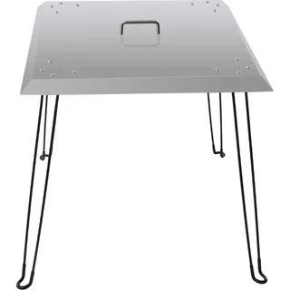 Hitzedeflektor für Feuerschale - Brennerabdeckung - Edelstahl - 61×61×61 cm - Quadratisch - Tragegriff - Armeegrün