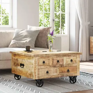 vidaXL Couchtisch Raues Mangoholz 70x70x40 cm - Braun