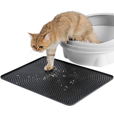 PETTOM Katzenklo Matte, Katzenstreu Matte Wasserdicht, Katzentoilette Vorleger Silikon Rutschfest, Katzenteppich für Toilette 53 * 38cm