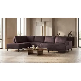OTTO home »XXL Sofa Oland, Struktur, Flachgewebe, Luxus-Microfaser, Boucle« U-Form, 345 cm, Wellenunterfederung, Skandi-Design, Metallfüße,