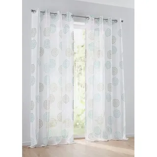 Kutti Vorhang »Bella« Ösen 1 Stk. tlg. Gardine, halbtransparent, Ausbrenner, bedruckt, Baumwolle-Polyester, blau
