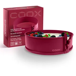 coox Springform mit Glasboden ⌀ 26 cm in Dunkelrot, backen und direkt auf der Glasplatte servieren und schneiden, kein Umsetzen nötig