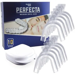 PERFECTA Knirscherschiene für die Nacht, 10 Stück, formbare Nachtprotektoren bei Bruxismus und Kiefergelenkserkrankungen, Schnarchschiene, BPA-frei, zahnschiene inklusive Etui.