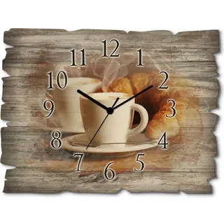 ARTland Wanduhr Dampfender Cappuccino und Croissant (40 cm)