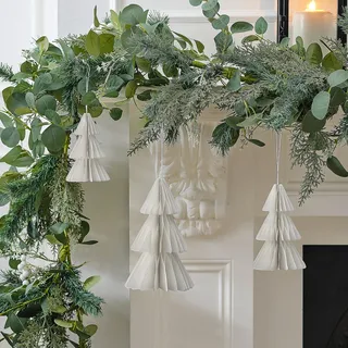 Ginger Ray Weiße Wabenbaum-Papier-Weihnachtsdekoration zum Aufhängen, 3 Stück