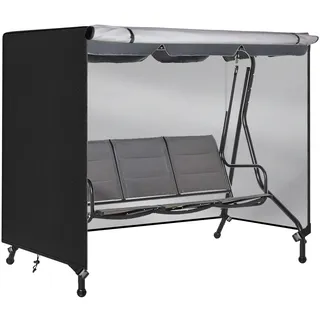 KRRRSJDJ Hollywoodschaukel Abdeckung Wasserdicht,(220×150×170cm) Gartenschaukel Schutzhülle Winddicht,Hollywood Swing Abdeckplane mit Kordelzug und Verstellbare Schnallen,420D Oxford-Stoff (Schwarz)