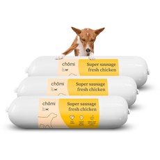 Chōmi Dog Super Sausage Fresh Chicken 8-er Pack | (200g x 8) | Hundewurst | Hühnerwurst für den Hund | Erwachsene | getreidefrei und konservierungsmittelfrei | Mit Algen | Barf