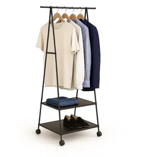 Relaxdays Kleiderständer mit Rollen 160x55x42 cm schwarz