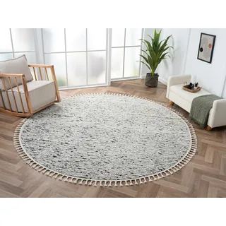 Myflair Möbel & Accessoires Hochflor-Teppich »Moroccan Rockface«, rund, 24 mm Höhe, modern, marokkanisches Design, meliert, flauschig weich, mit Fransen Myflair Möbel & Accessoires schwarz/weiß Ø 240 cm   1 St.