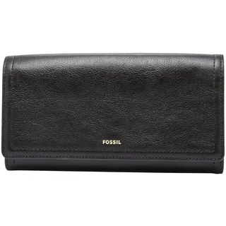 Fossil Damen Logan Leder RFID-Blocking Flap Clutch Geldbörse für Frauen, Schwarz, Einheitsgröße