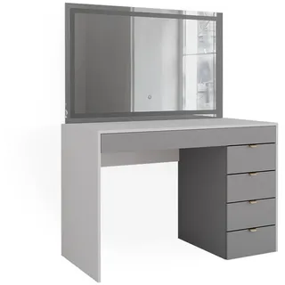 Vicco Schminktisch Elise Weiß, Grau 115 x 76 cm modern Frisiertisch Schubladen LED-Spiegel