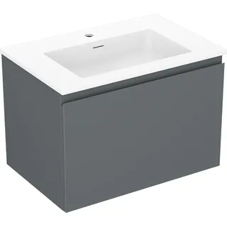 Mexen Orio Badezimmerschrank 70 cm mit Waschbecken Otis, 1 Schublade, Graphit matt/Weiß matt - 91A10-07047-1-BF66-W18M01 - Weiß