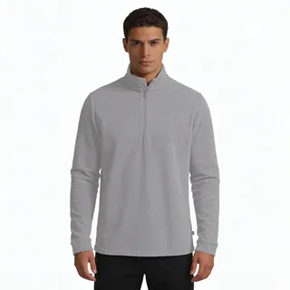 Medico Herren Troyer mit Half-Zip – Leichter Fleeceepullover mit Reißverschluss und Kragen, weich, bequem & atmungsaktiv, ideal für Freizeit & Alltag – Grau, Größe 52