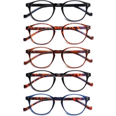 COJWIS 5 Pack Lesebrille Blaulichtfilter fur Damen Herren Federscharnier Brille Anti-Müdigkeit Blendfreie UV Lesehilfe (5 Pack Farbe, 3.50, multiplier_x)