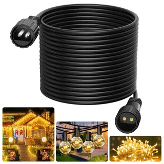 10M Lichterkette Verlängerung, 2 Polig LED Lichterketten Verlängerungskabel Außen IP65 wasserdichte für Kugellichter Lichterketten, Eiszapfen Weihnachtslichter, Netzlichter, Solar Lichterkette