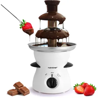 NutriChef Elektrischer Schokoladenbrunnen, 3 Ebenen, Wasserfall, Fondue | Immer flüssige Soße, fertig in 5 Minuten, Marshmallow-Erdbeeren, Waffeln, Partys und Buffets Candy Bar, inklusive Zubehör