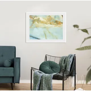 Bild QUEENCE "Pascal", gold (farbe rahmen: weiß, farbe bild(er): goldfarben), B:50cm H:40cm, Acrylglas, Holz, Papier, Bilder, Bild, HD Premium Poster-Druck inkl. Holzrahmen