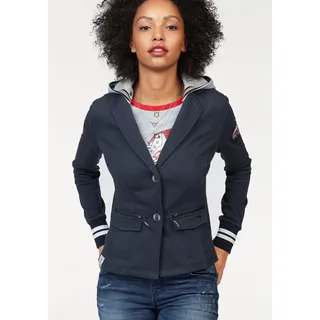 KangaROOS Sweatblazer mit vielen Details und abnehmbarer Kapuze, marine, hellgrau, meliert
