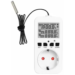 Offgridtec Temperaturregler für Steckdose, Digitalanzeige, Externer Sensor 50cm, Heiz- & Kühlmodi, Zeitschaltfunktion, Plug & Play, Präzise Temperaturkontrolle, Energieeffizient