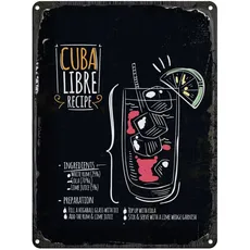 Blechschild 30x40 cm - Cuba Libre Cocktail Recipe