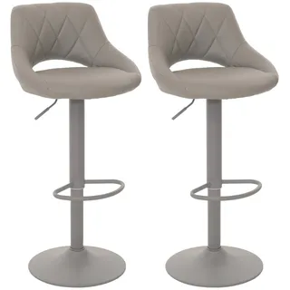 Mendler 2er-Set Barhocker HWC-N64, Barstuhl Tresenhocker, Fußablage drehbar, Kunstleder Metall ~ grau