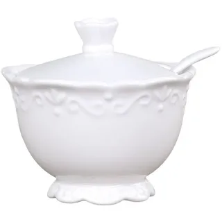 Chic Antique Zuckerdose mit Löffel weiß