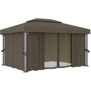 vidaXL Pavillon mit Vorhang 4x3 m Taupe Aluminium - Taupe