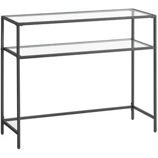 Boxxx Konsolentisch , Schwarz , Metall, Glas , rechteckig , eckig , 35x80x100 cm , einfacher Aufbau , Wohnzimmer, Wohnzimmertische, Konsolentische