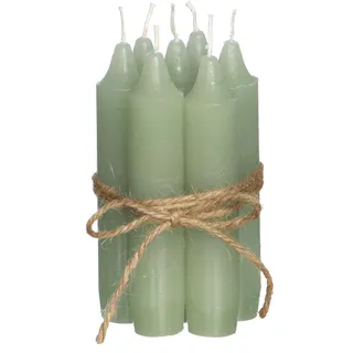 comforder Kerzen Set (7 Stück), 11cm Stabkerzen, einfarbig (Grün) | Skandinavische Tafelkerzen, Paraffin, rußarm, geruchlos, 4+ Std Brenndauer, schmal zulaufendes Ende