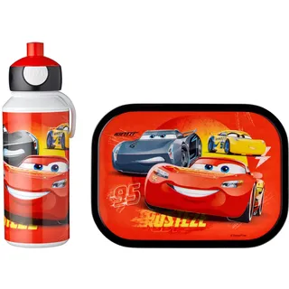 Mepal Campus - Kinder Lunch-Set mit Pop-up Trinkflasche & Lunchbox - Für Schule oder unterwegs - Spülmaschinenfest & BPA-frei - 400 ml + 750 ml - Cars