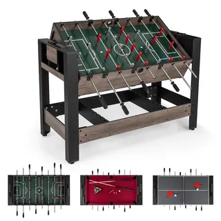 HOMASIS Multi Spieltisch, Multifunktionstisch mit Tischkicker & Billardtisch, Kickertisch Billard mit Bälle Queue Dreieck Bürste Kreide, Multigame-Tisch Kinder Erwachsene