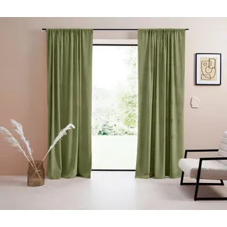 Vorhang "Samt Ladina" Gr. 2, grün, B:140cm H:175cm, Polyester, Polyester, LEGER HOME BY LENA GERCKE, Gardinen, Vorhang, blickdicht, gewebt, verschiedene Größen, 1 Stück, Bestseller, Topseller