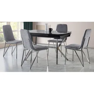 Esszimmer Set Grau Garnitur Tisch 4x Stühle Design Modern Möbel Luxus Esstisch