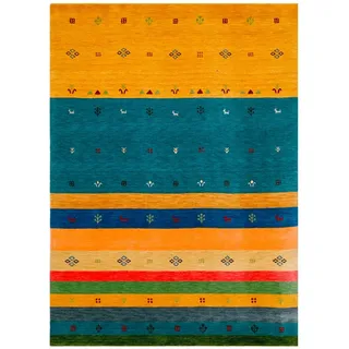 Cazaris Orientteppich , Multicolor, Goldfarben , Textil , Streifen , rechteckig , 250x300 cm , Care & Fair, AZO-frei, Handmade in India , für Fußbodenheizung geeignet, in verschiedenen Größen erhältlich, leicht zusammenrollbar , Teppiche und Böden, Teppiche, Orientteppiche