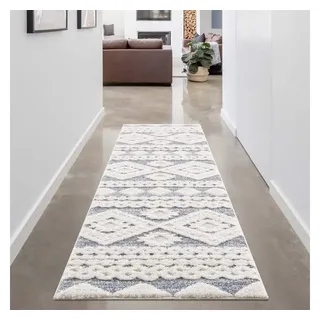 Carpet City Hochflor-Läufer »FOCUS 3005«, rechteckig, 20 mm Höhe, Boho-Teppich, besonders weich, 3D-Effekt grau