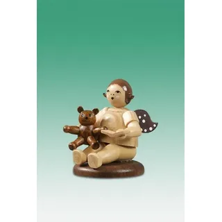 Weihnachtsengel engel sitzend mit Teddybär Ohne Krone / natur Höhe ca 6,5 cm NEU