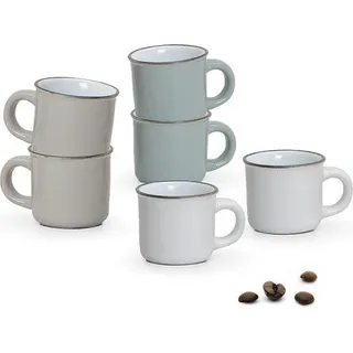 6er-Set Espressotassen im Emaille-Look – moderne Keramik-Espressotassen (50 ml) – spülmaschinen- und mikrowellengeeignet