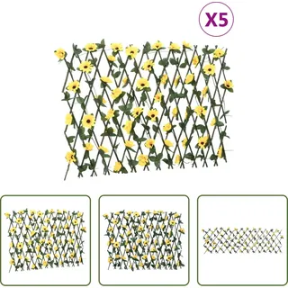 The Living Store Rankgitter mit Künstlichem Efeu 5 Stk. Erweiterbar 180x60 cm - Gelb