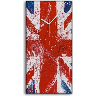 Wohnzimmer-Bild Leinwand Uhr Quarz 30x60 Flagge London Graffiti Union England - weiße Hände - Rot