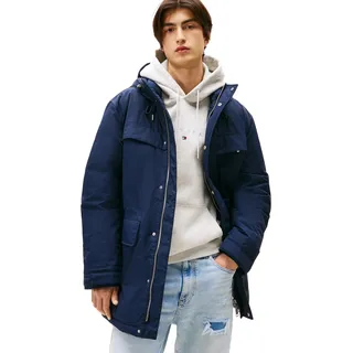 Tommy Hilfiger Tommy Jeans Herren Parka City Ready mit Kapuze, Blau (Dark Night Navy), L