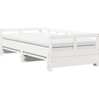 vidaXL Tagesbett Ausziehbar mit Matratzen 90x200 cm Massivholz Kiefer - Weiß