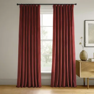 HPD Half Price Drapes Signature Velvet Verdunkelungsvorhänge für Schlafzimmer, 127 x 248 cm (1 Paneel), VPCH-180105-96, Crimson Rust