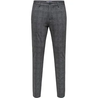 Only & Sons Herren, Chino Hose ONSMARK Slim Check 9887 - Slim Fit - Stretch, Größe:28W / 32L, Farbe:Black 22019887