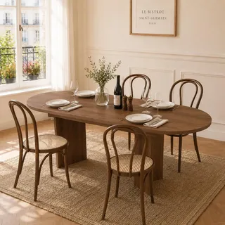 STILVORA Esstisch für 6–8 Personen mit abgerundeten Ecken, Ausziehtisch mit verdickter Tischplatte, Esszimmertisch im schlichten Stil, Nussbaum - Braun