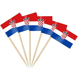 AhfuLife 100 Stück Kroatien Zahnstocher Flaggen, Kroatische Deko Fahne Klein Mini Zahnstocher für 2026 WM Euro Fußball Eurovision Olympische Cupcake Topper Toothpick Cocktail Restaurant Pub Deko