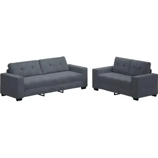 SYFAXTM 2-teiliges Sofa-Set mit Kissen, dunkelgrauer Samt - Grau, Dunkelgrau