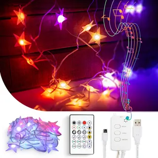 Intelligente Beleuchtung - Farbige Sternenlichterkette für drinnen und draußen - Smart mit APP und Bluetooth - an USB (5v) - 5 Meter - RGB LED Streifen