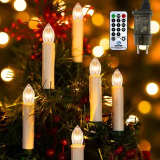 Lichterkette Kerzen Weihnachtsbaum, Weihnachtsbaumbeleuchtung Christbaumkerzen mit Kabel, 30er LED Lichterketten Innen Weihnachtsbaum,Tannenbaum Lichterkette Baumbeleuchtung Weihnachts Deko
