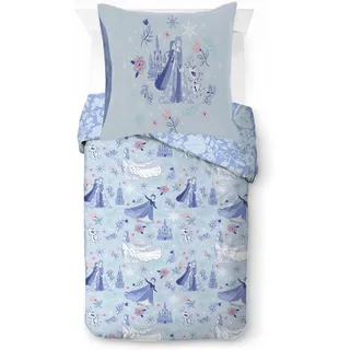 Disney Frozen Magical Moment Baumwolle Blau 135 x 200 cm + 2 x 80 x 80 cm