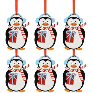 Weihnachtsbaumdekoration Set 6 Holz Pinguin Wandbehang Verzierungen